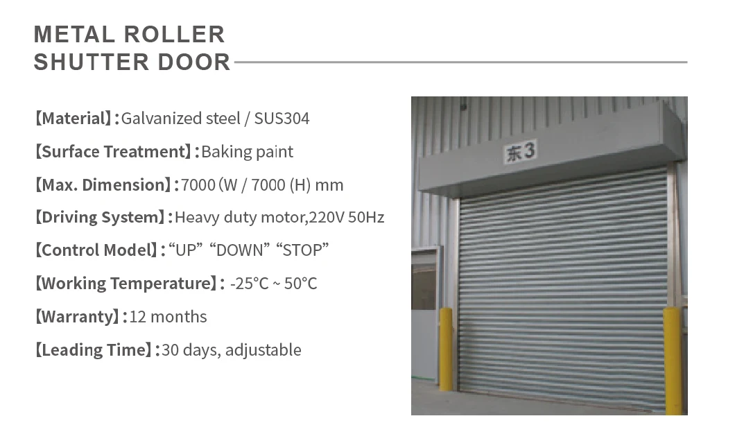 Exterior & Interior Security Galvanized Steel Metal Doors Spiral Garage Automatic Rolling Shutter Industrial Rolling Gate