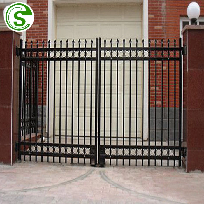 Wholesale Double Swing Wrought Iron Fence Gate Protective Galvanized Steel Fence Gate