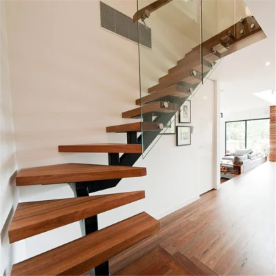 Gute Qualität, Holztreppe, Metall, gerade Treppe, gerade Außentreppe