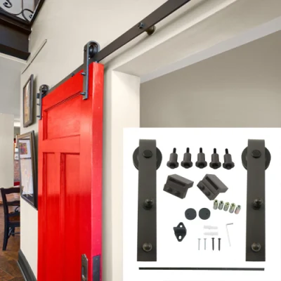 Schiebe-Scheunentor-Hardware-Set für Holztüren, obere Montage für Holztüren